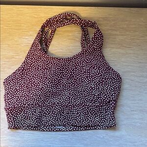 Buff bunny Maroon and White Polka Dot strappy sports bra